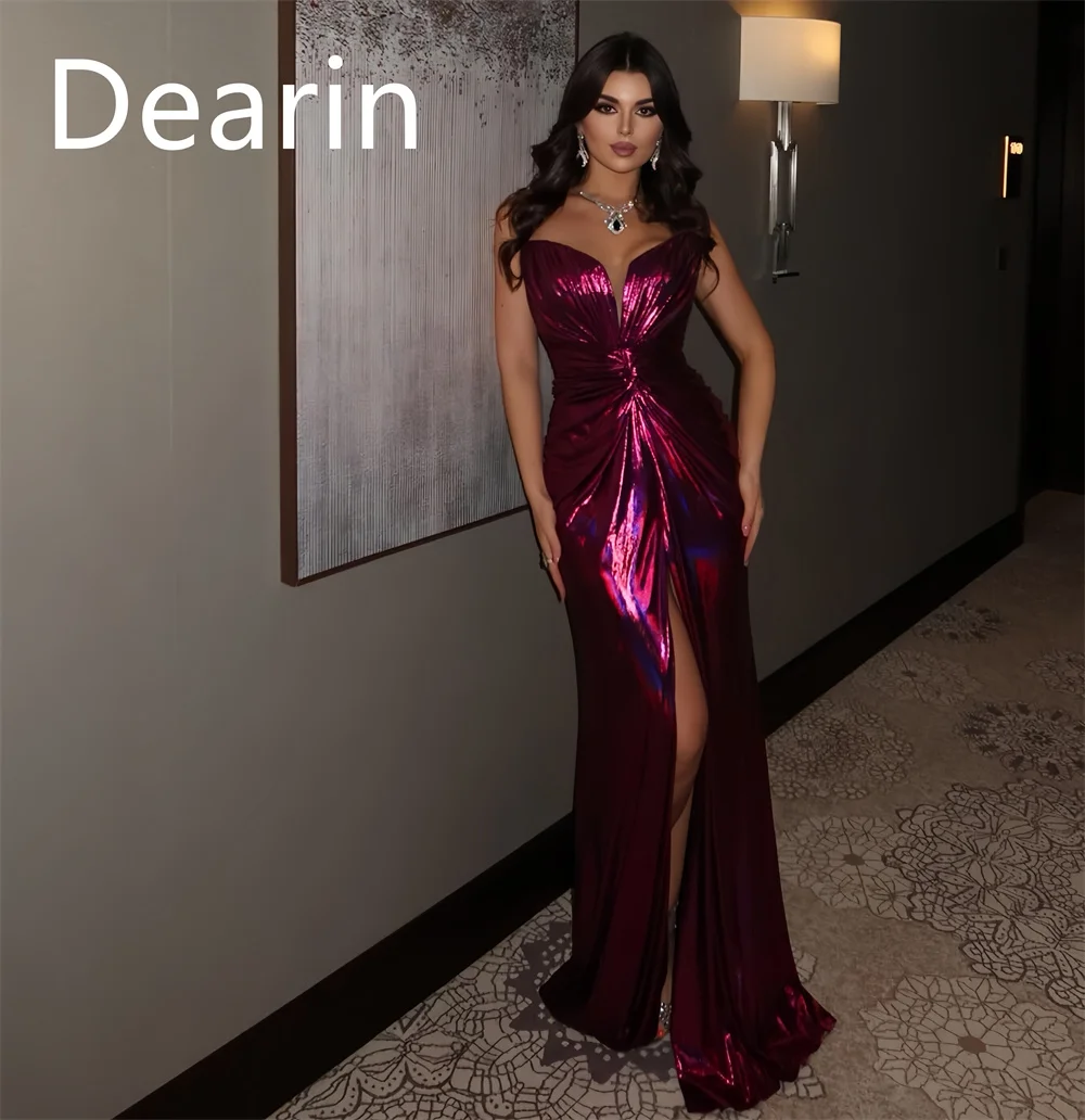 Customized Formal Gown Women Evening Dearin V-neck Column Floor Length Skirts Vertically Bespoke Occasion Dresses Prom Dress