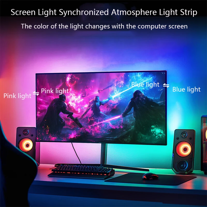 NEW PC Screen SYNC Backlight LED Strip Lights RGB+IC Smart Game Light Strip USB Diode Tape for Computer Monitor Game Atmosphere