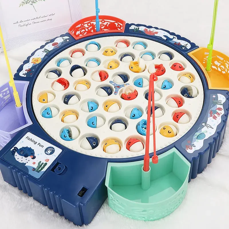 Fishing Toy Children Outdoor Electric Musical Rotating Board Play Fish Game Magnetic Fish Sports Educational Toys For Boys Girls