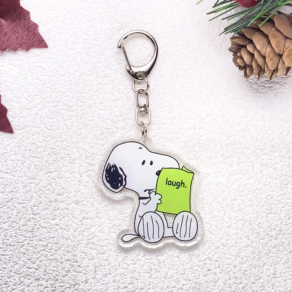 1/13 Stück Cartoon Snoopy Niedlicher Auto-Schlüsselanhänger Zubehör Acryl Lustige Anhänger für Taschen Kawaii Schlüsselhalter Rucksack-Dekoration – Detail 15