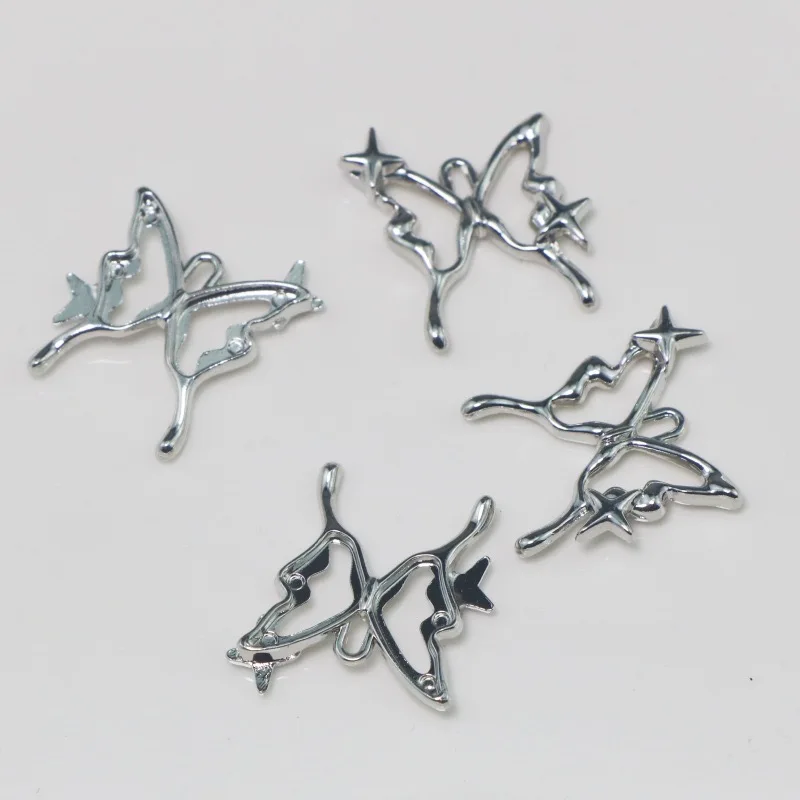 Alloy Star Butterfly Charms, DIY Jóias Artesanato, Making Pulseira, colares, brincos Acessórios, 24*21mm, 10PCs