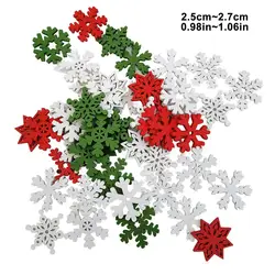 50pcs Wooden Christmas Series Pattern Scrapbooking Crafts DIY Embellishment For Handmade Sewing Miniature Christmas Tree Hanging