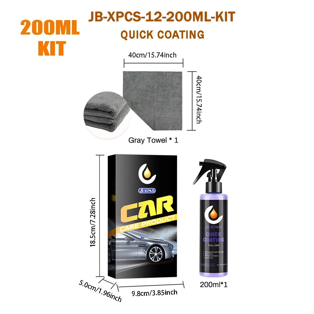 Nano Ceramic Coating Spray Paint Care HydroSlick Intense Gloss Shine Sio2 for Glass&Tires&Wheels Car Care JB-12