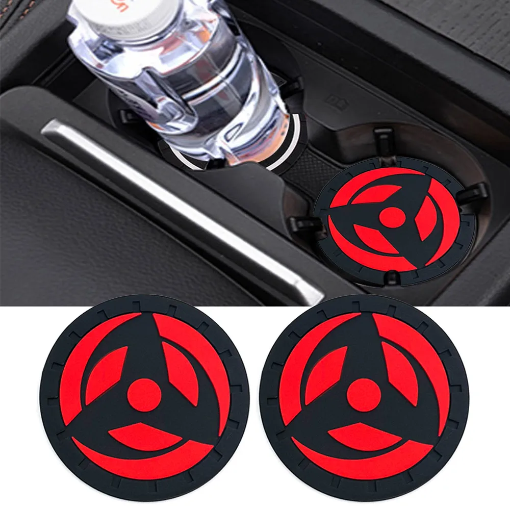 2PCS 6.6CM Car Anti Slip Mat Coaster Car Water Cup Slot Decorate Accessories Case For Japanese Anime Auto Styling