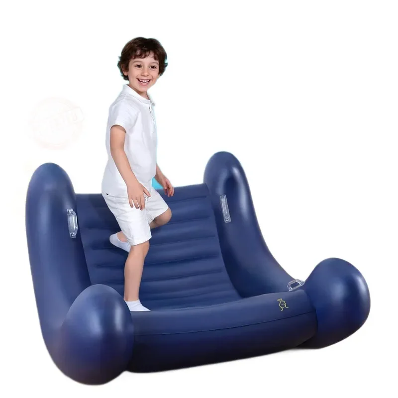 Inflatable Flocking Armchair PVC Recliner Sofa Portable Lounge Chair for Indoor Outdoor Leisure Home Garden Camping Seat