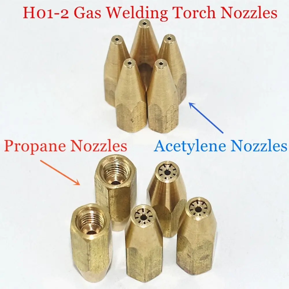 5pcs H01-2 Gas Brazing Torch Nozzle Pure Copper Oxygen Propane Acetylene Liquified Gas Torch Tip