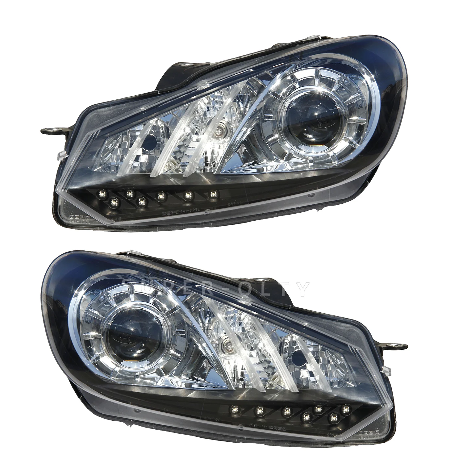 

Фары DEPO для VW Golf 6 2010 2011 2012 2013, фары, спрятанные ксеноновые обновленные лампы, автоаксессуары, 2 шт.