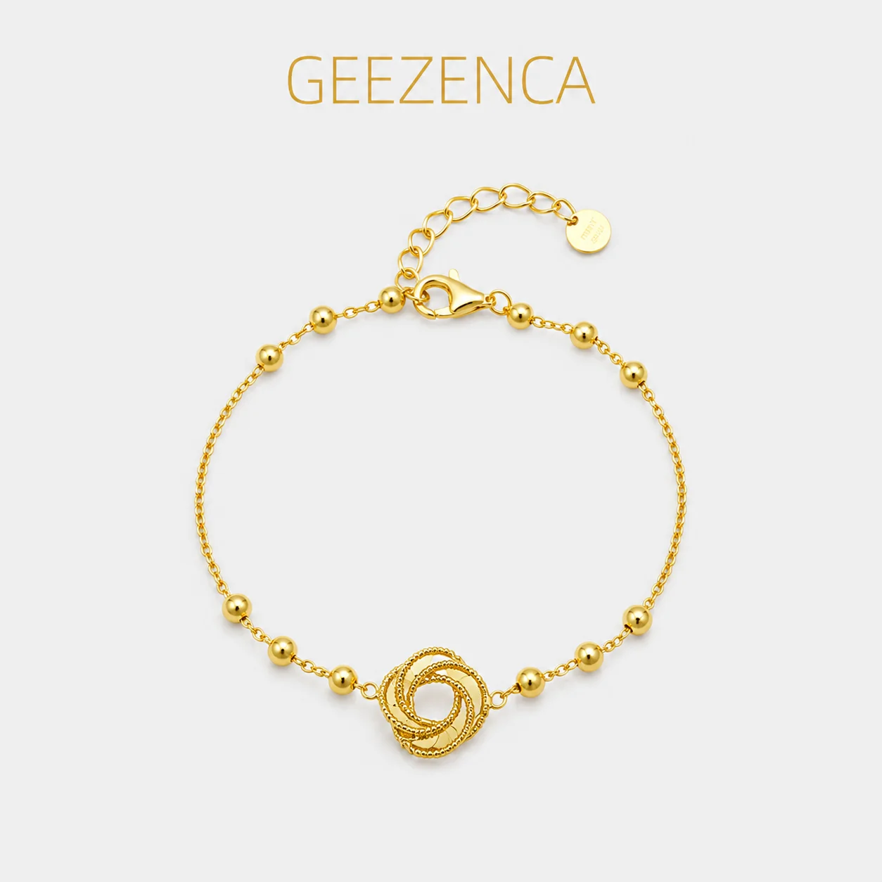 GEEZENCA Italian Jewelry 925Sterling Silver Clover Charm Spaced Bead Chain Link Bracelet For Women Dainty Stack Bracelets Gift