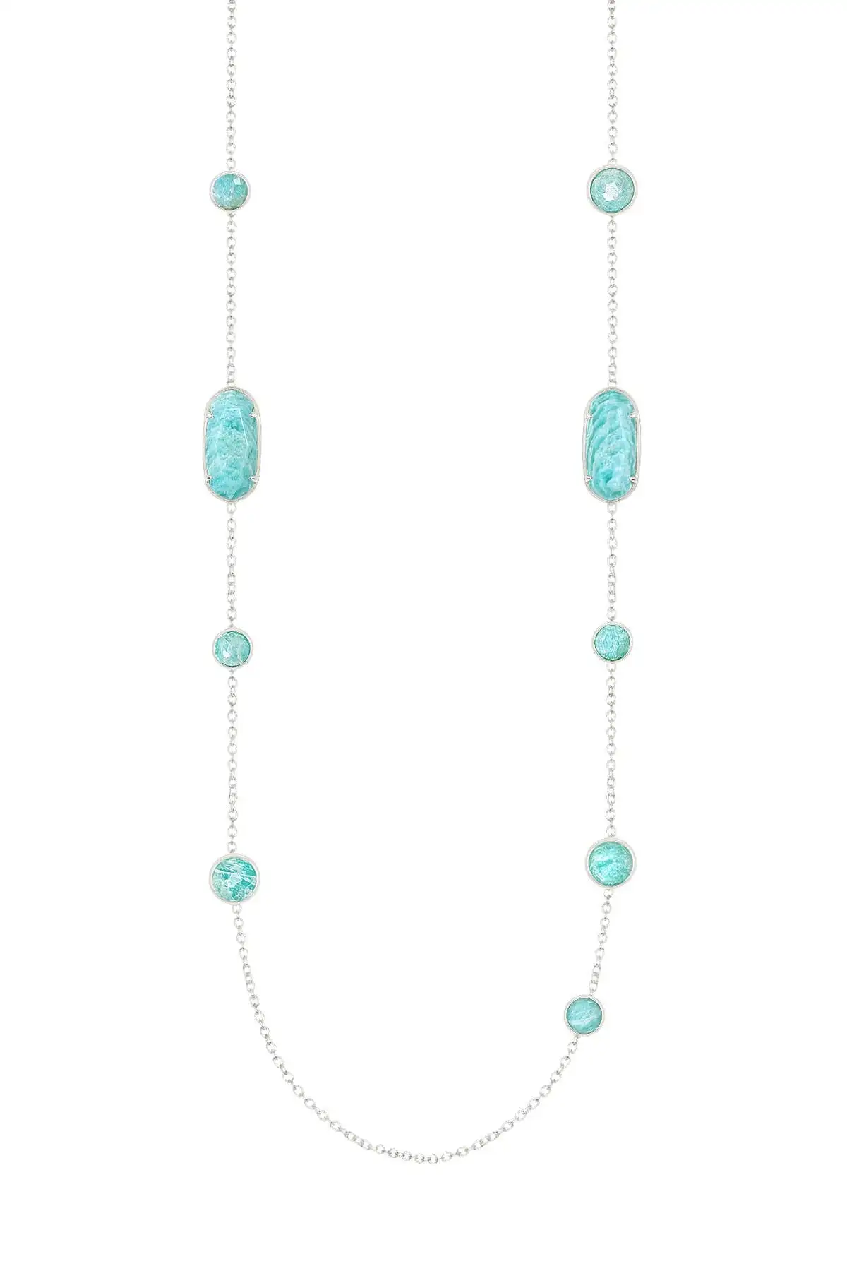 Natural Gemstone Ashley Station Necklace Amethyst Lapis Hematite Amazonite Labradorite- Mixed Stones Jewelry for Women