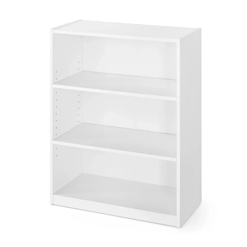 New 3-Shelf Bookcase with Adjustable Shelves, White