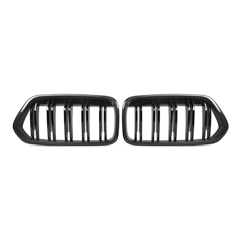 

F39 Grill Double Slats Dry Carbon Fiber Gloss Black Front Bumper Kidney Grille For Bmw X2 F39 2020 2021 2022 2023 F39 Grill