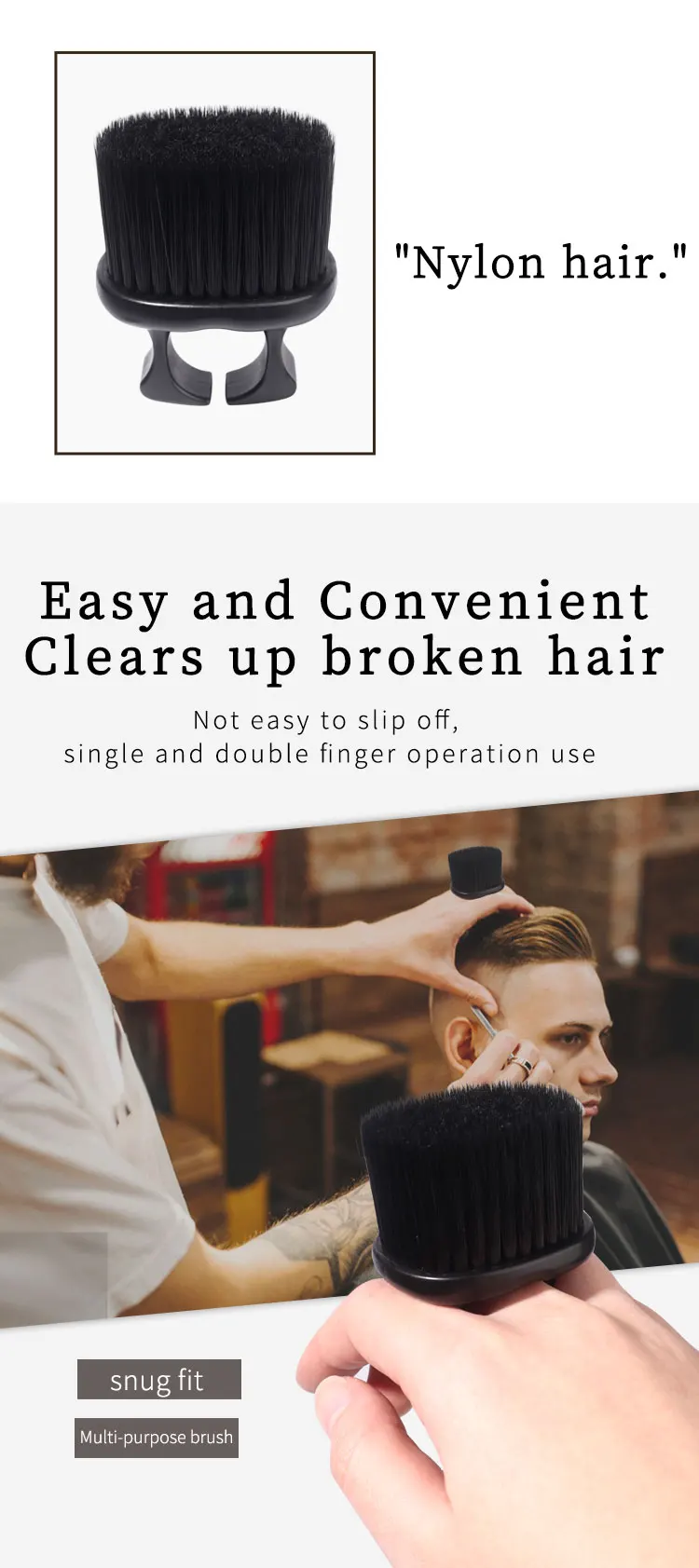 Friseursalon, professionelle Friseur-Haarkehrbürste, weiches Haar, Nylon-Fingerringbürste, tragbare Bartbürste, Reinigungskamm – Detail 4