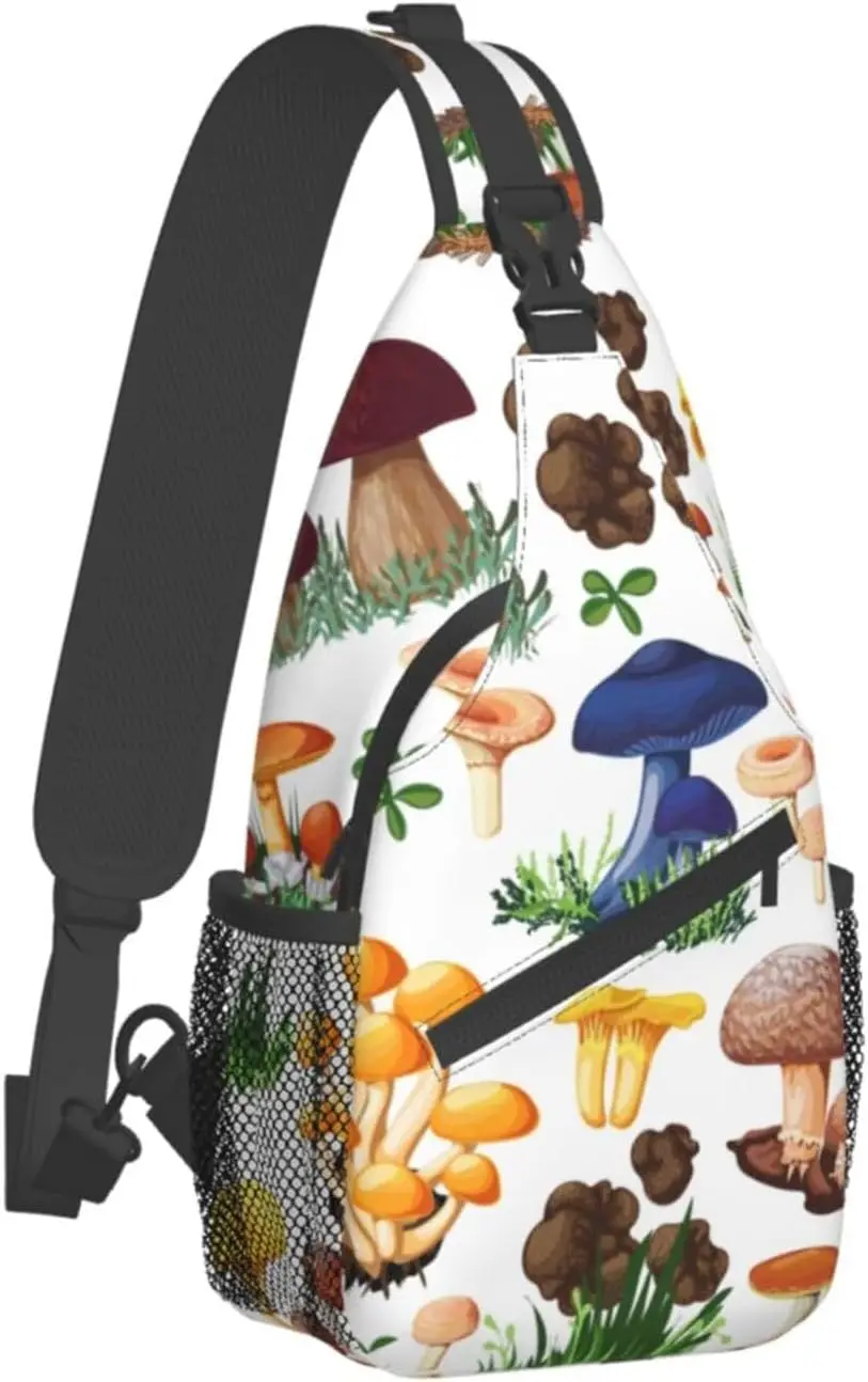 Pacote Peito Oblíquo Cogumelo, Bolsa Pequena, Mochila de Lazer, Pintura Japonesa, Elegante, Trabalho de Viagem, Diário