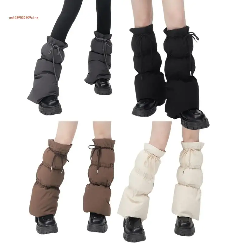 

Women Cold Weather Leg Guards Padded Puffer Leg Warmers Drawstring Boot Covers