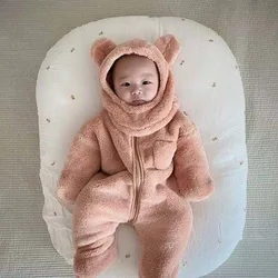 INS Models Korean Version of The Baby Plush Footed Onesie Cute Warm Bear Crawl Suit Fall and Winter Outwear