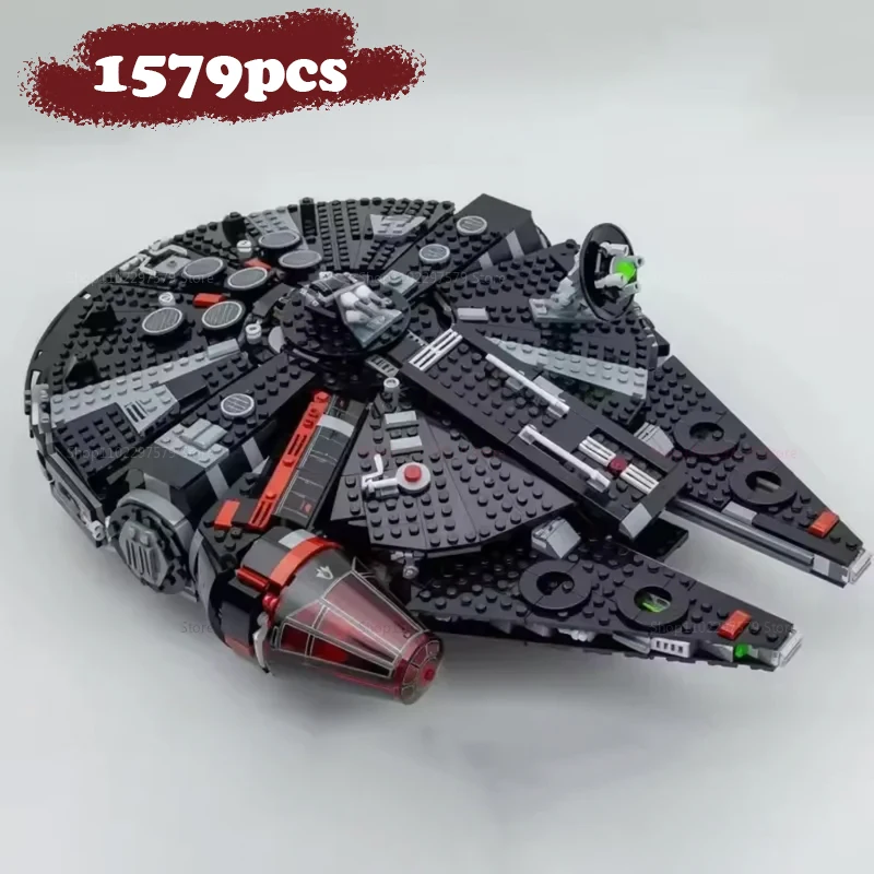 

NEW MOC 1579PCS Falcon Compatible 75389 Millennium The Dark Spaceship Bricks Building Block for Boys Gifts for Kids Model Adults