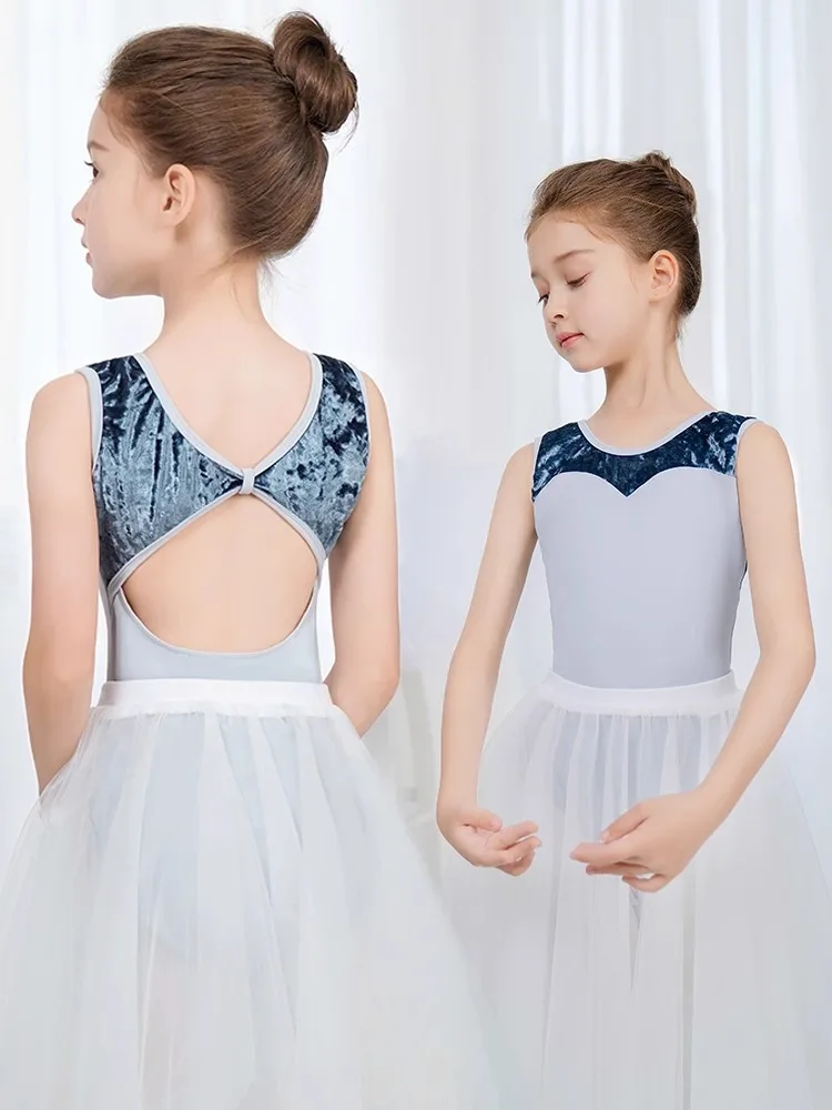 Justaucorps de Ballet en dentelle pour filles col montant dos creux justaucorps de gymnastique en coton justaucorps de danse pour enfants