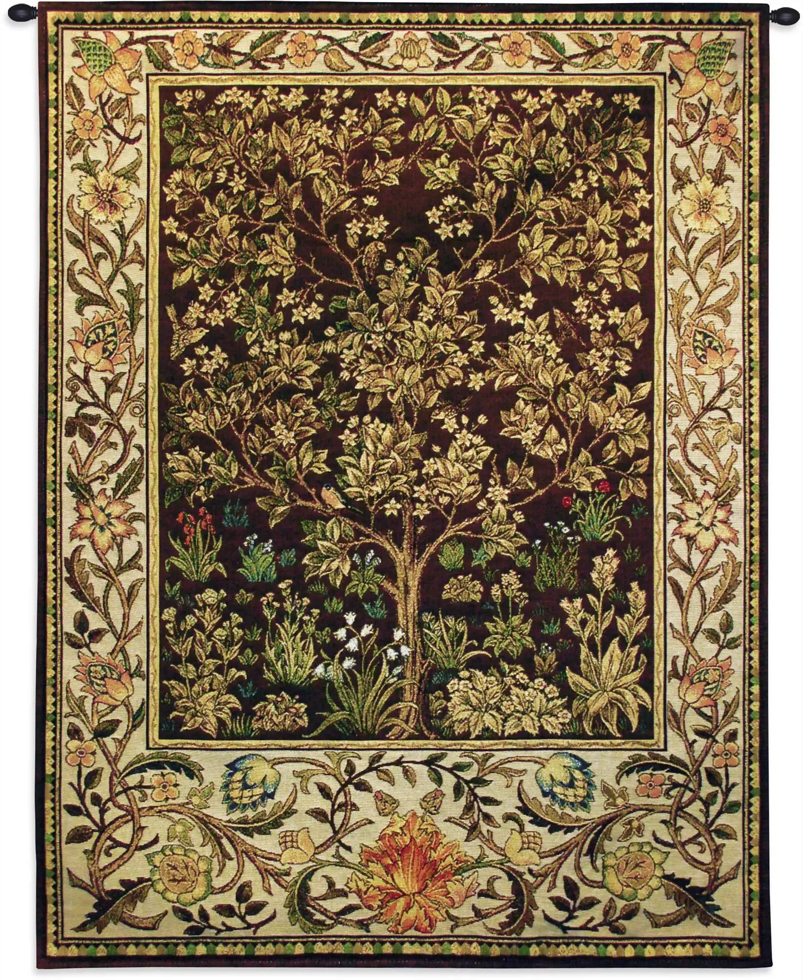 Tree of Life Arts and Crafts William Morris Ornate Spiritual Tree Pattern Cotton Woven Tapestry Wall Art