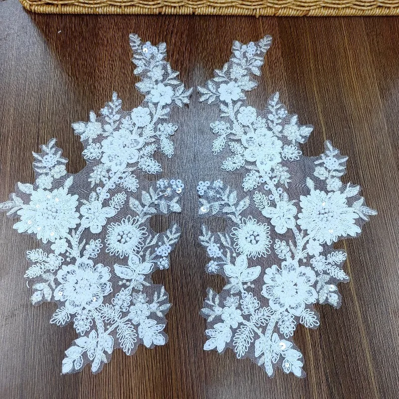 Nuevo Conjunto de Apliques de Lentejuelas y Bordados de Tul para Vestidos de Novia, Prendas Infantiles, Decoración de Cortinas Hechas a Mano, Tela para Manualidades