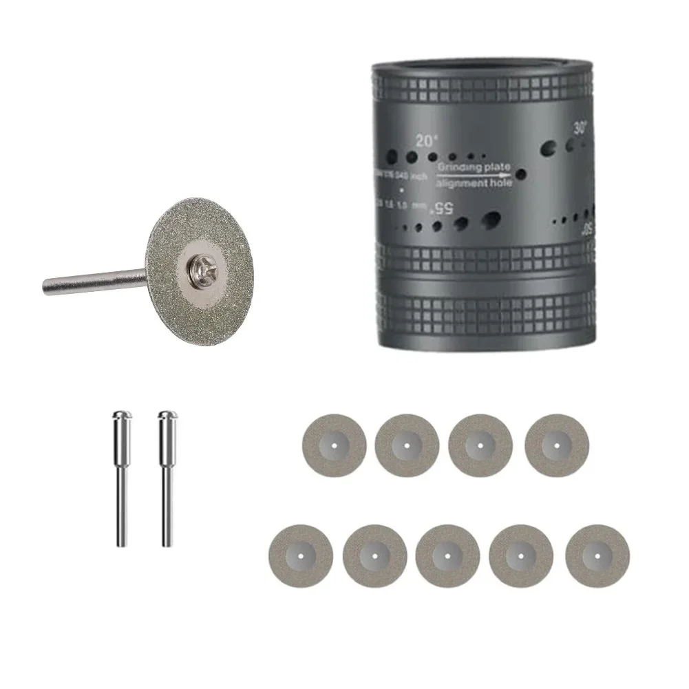 1set Electrode Sharpener Grinder Head TIG Welding Tool 8 Angled Hole Sharpener Double-sided Grinding Wheels CNC Mandrel