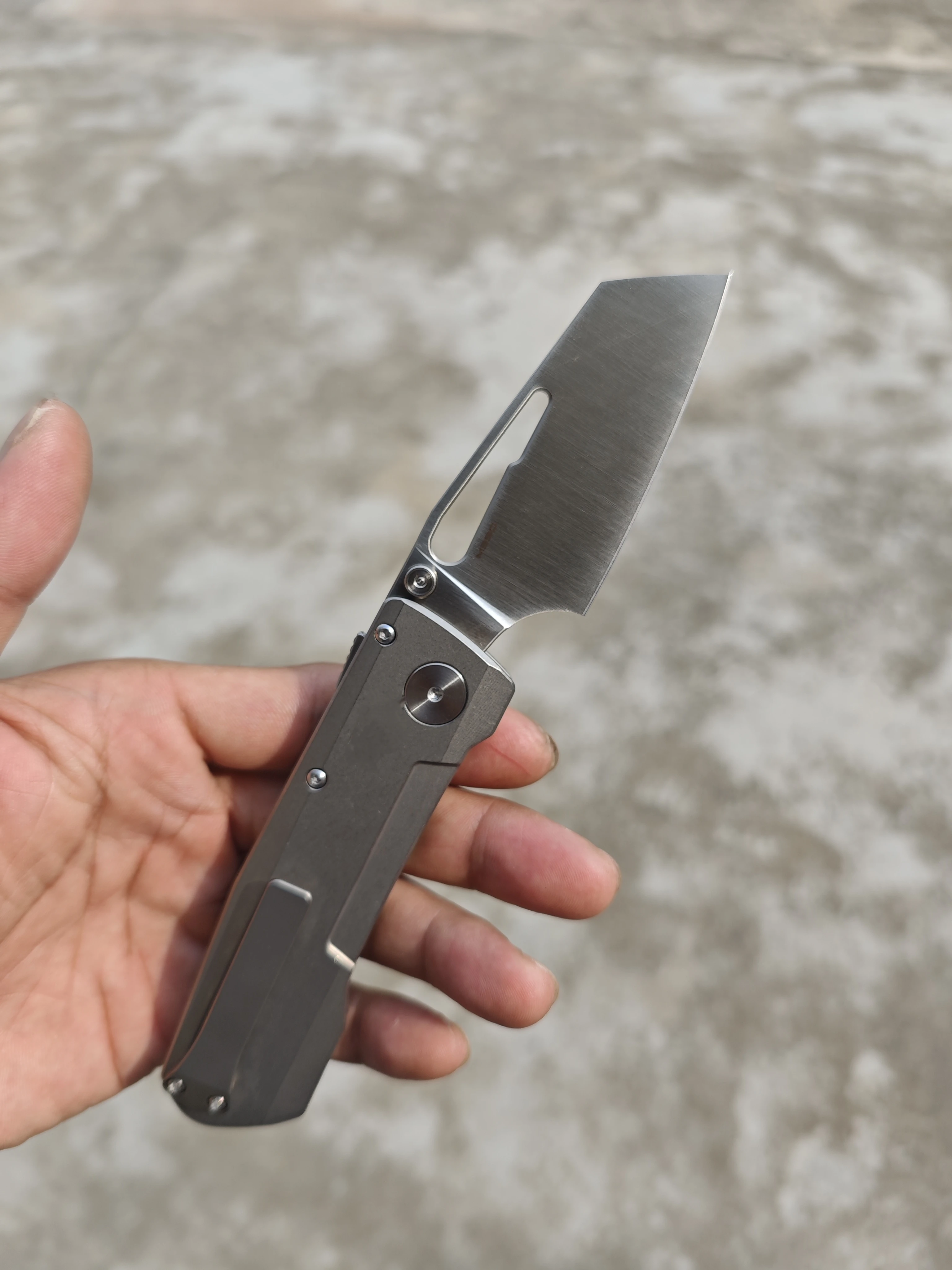 WinterPudding Seveen Folding Knife Bohler M390 Blade TC4 Titanium Handle Compact & Practical EDC
