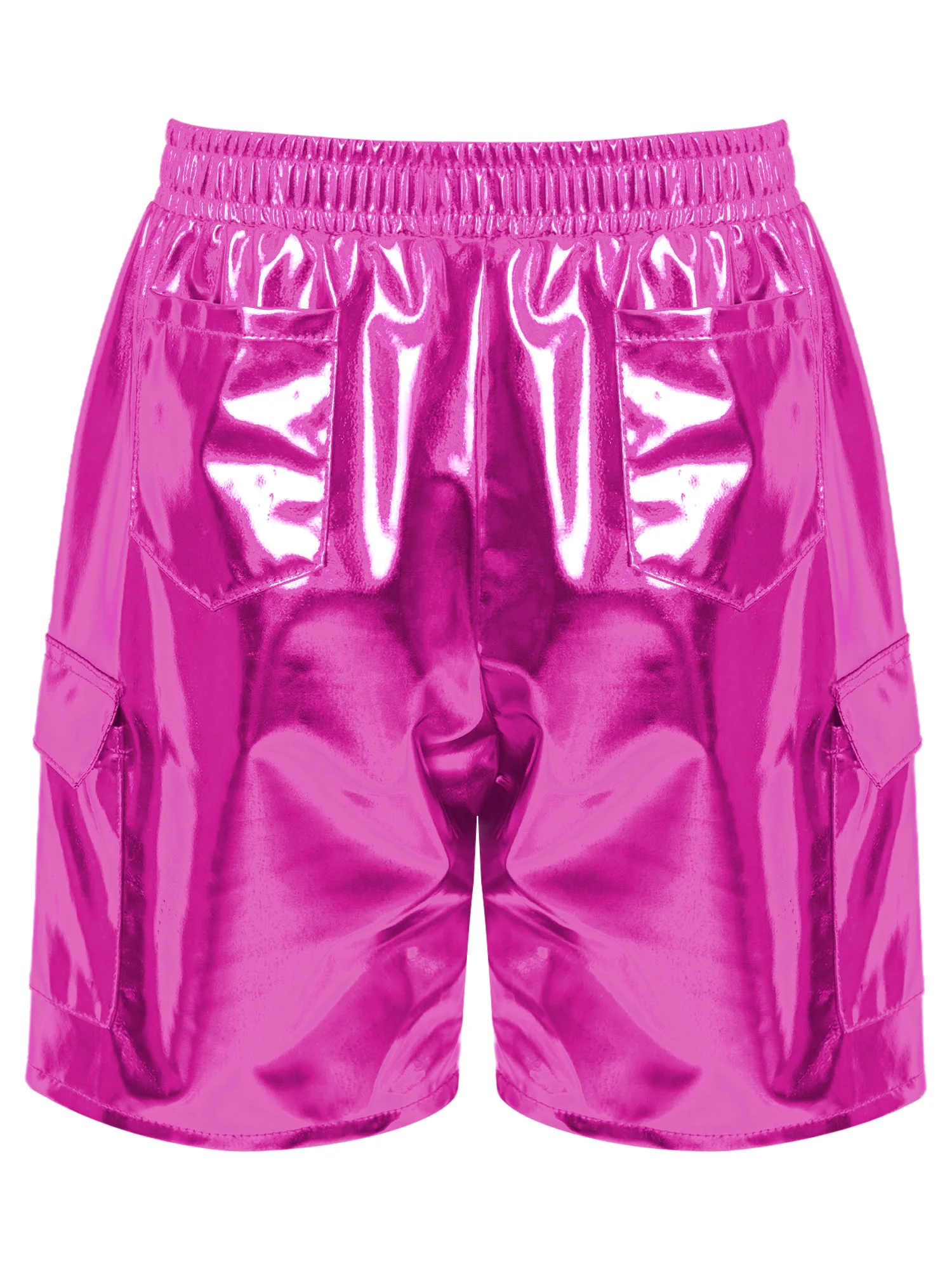 

Hip-Hop Girls Jazz Latin Dance Stage Performance Dance Costume Elastic Waistband Metallic Shiny Cargo Shorts Safety Trousers