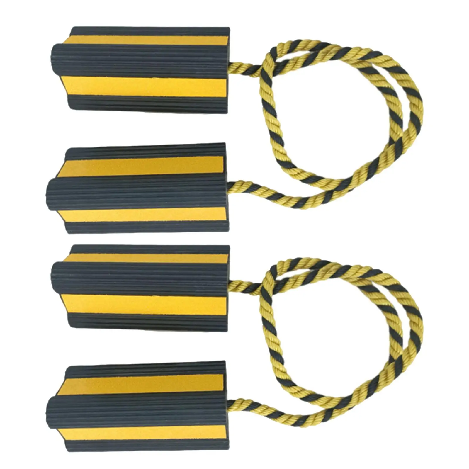 2 Pair Rubber Yellow Reflective Tape Tires Block Stopper Chocks Double Wheel Chocks Front and Back for Car RV Aircraft Camper