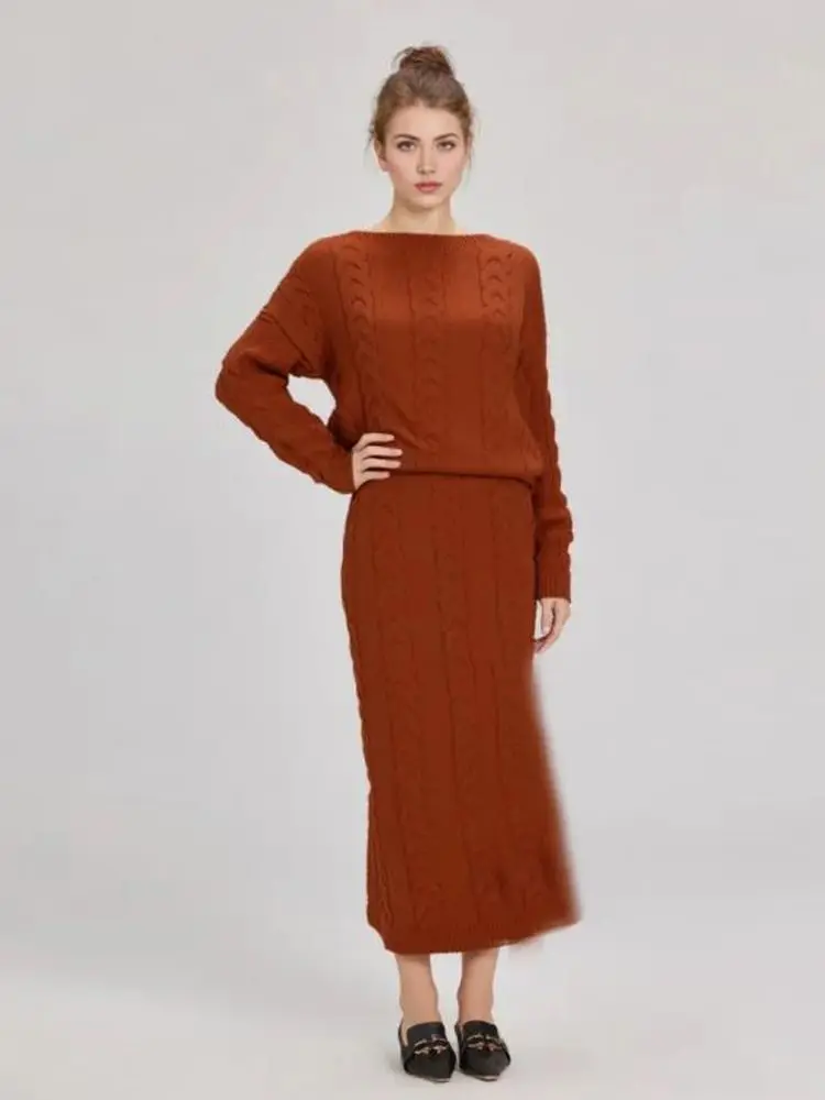 Inverno abayas camisola topos saia islam turco conjunto de duas peças modesto mulher muçulmana conjuntos de roupas femme musulmans
