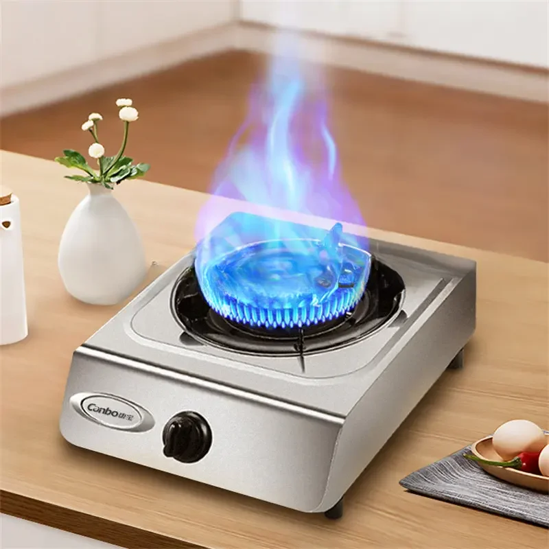 Single Wok Burner Stainless Steel Gas Stove for Kitchen Cooking Liquefied Gas Single Stove LPG Natural Gas Cooker