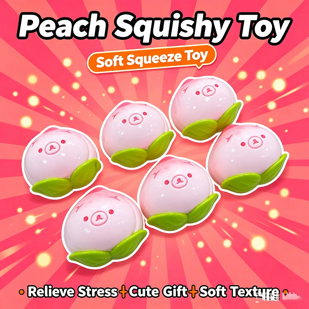 1/2 Stück Weiches Pfirsichförmiges Quetschspielzeug Kawaii Frucht Stressabbau-Spielzeug Niedliche Schreibtisch-Dekoration Entspannendes Accessoire – Detail 6