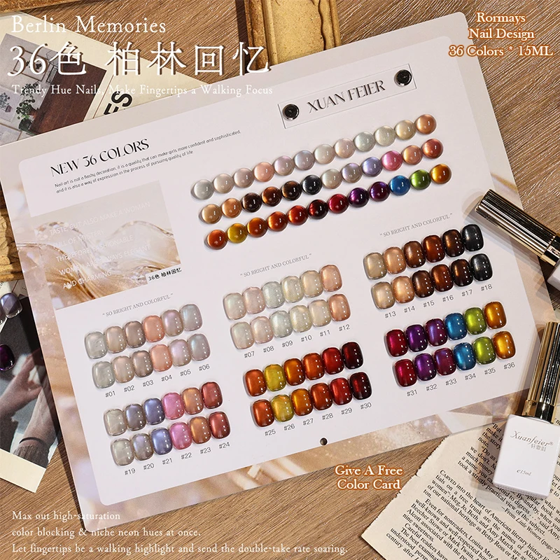 

Trendy Luxurious Glass Bead Cat Eye Gel Nail Polish 36 High Saturation Colors Salon-Quality Long-Lasting Soak Off UV LED Gel