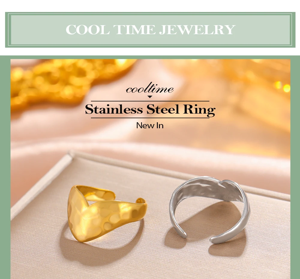 CoolTime Minimalistische Edelstahlringe für Damen, Eleganter Unregelmäßiger Trendiger Offener Ring, Anlaufbeständiger Alltags-Schmuck – Detail 1