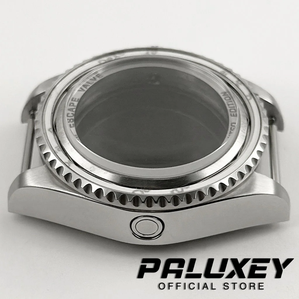 Pvd 44mm profunda mar homenagem grande cristal de safira à prova dwaterproof água caso relógio caber nh35 nh36 nh34 nh38 nh39 nh70 nh72 movimento peças relógio