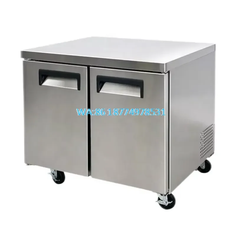 Wmwmnu 48 Inch 2 Door Under Counter Freezer American Style Work Table With Drawers for Commercial Kitchen Restaurant