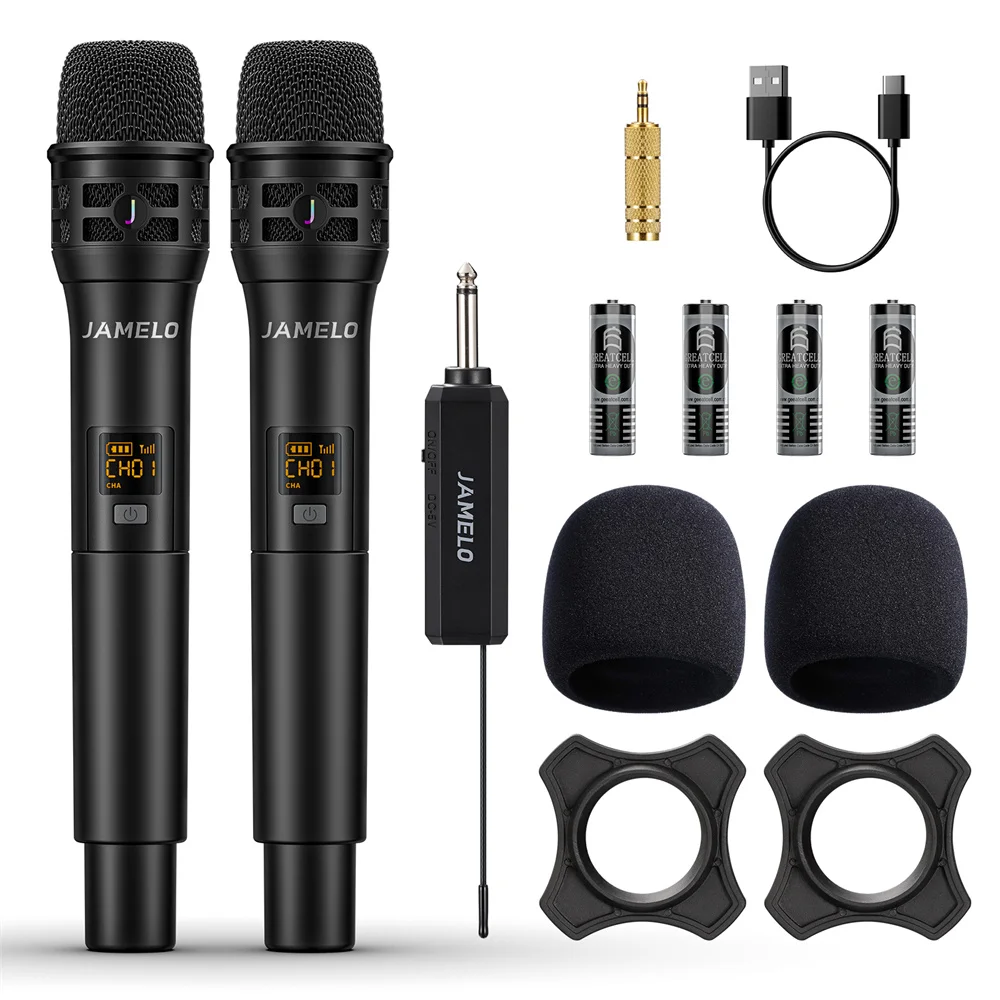 2024 Draadloze Microfoon Uhf Dual Draadloze Dynamische Microfoon Set Handheld Micphone Voor Partij Karaoke Professionele Kerkshow Bijeenkomst