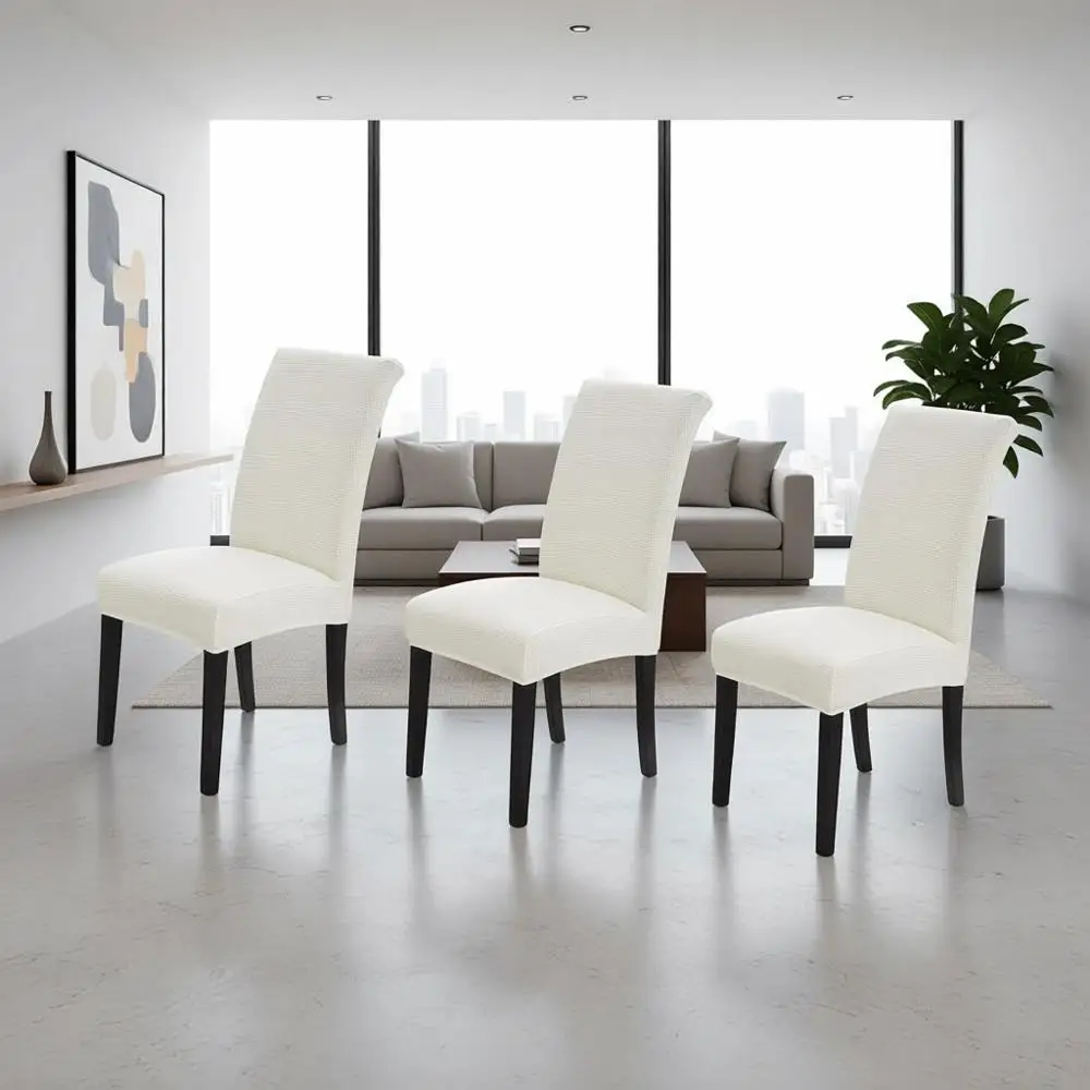 

Набор из 6 эластичных чехлов для обеденных стульев, съемные моющиеся защитные накладки на сиденья для дома и банкетов (цвет слоновой кости)