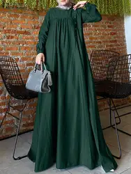 Muslim Hijab Long Dress Robe Femme 2024 ZANZEA Autumn Long Sleeve IsIamic Maxi Sundress Eid Mubarek Abaya Turkey Dubai Vestidos