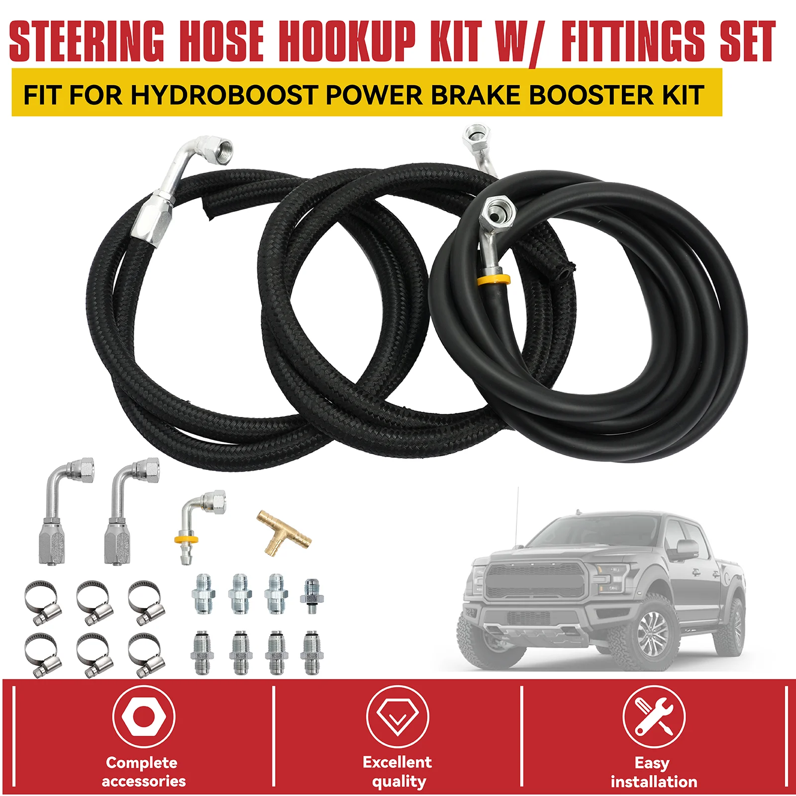 

Top Quality Steering Hose Hookup w/ 6AN Fitting For Hydroboost Power Brake Booster Truck Car