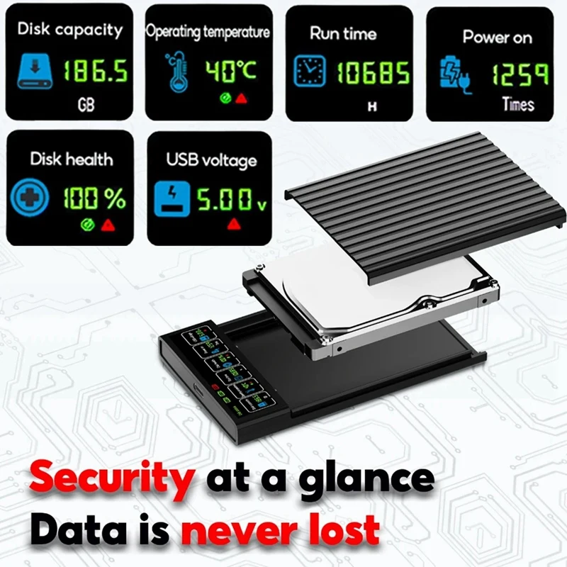 2.5 Inch SSD HDD Enclosure Case, USB 3.1 Mobile Hard Drive Box, 6Gbps Mobile Hard Drive Case for PC Laptop-ABVP