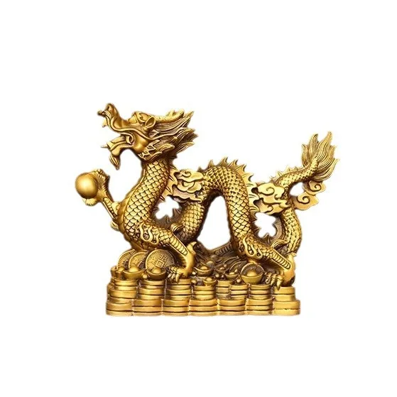 Brass auspicious dragon, zodiac dragon, auspicious dragon, Ruyi new Chinese home furnishing living room