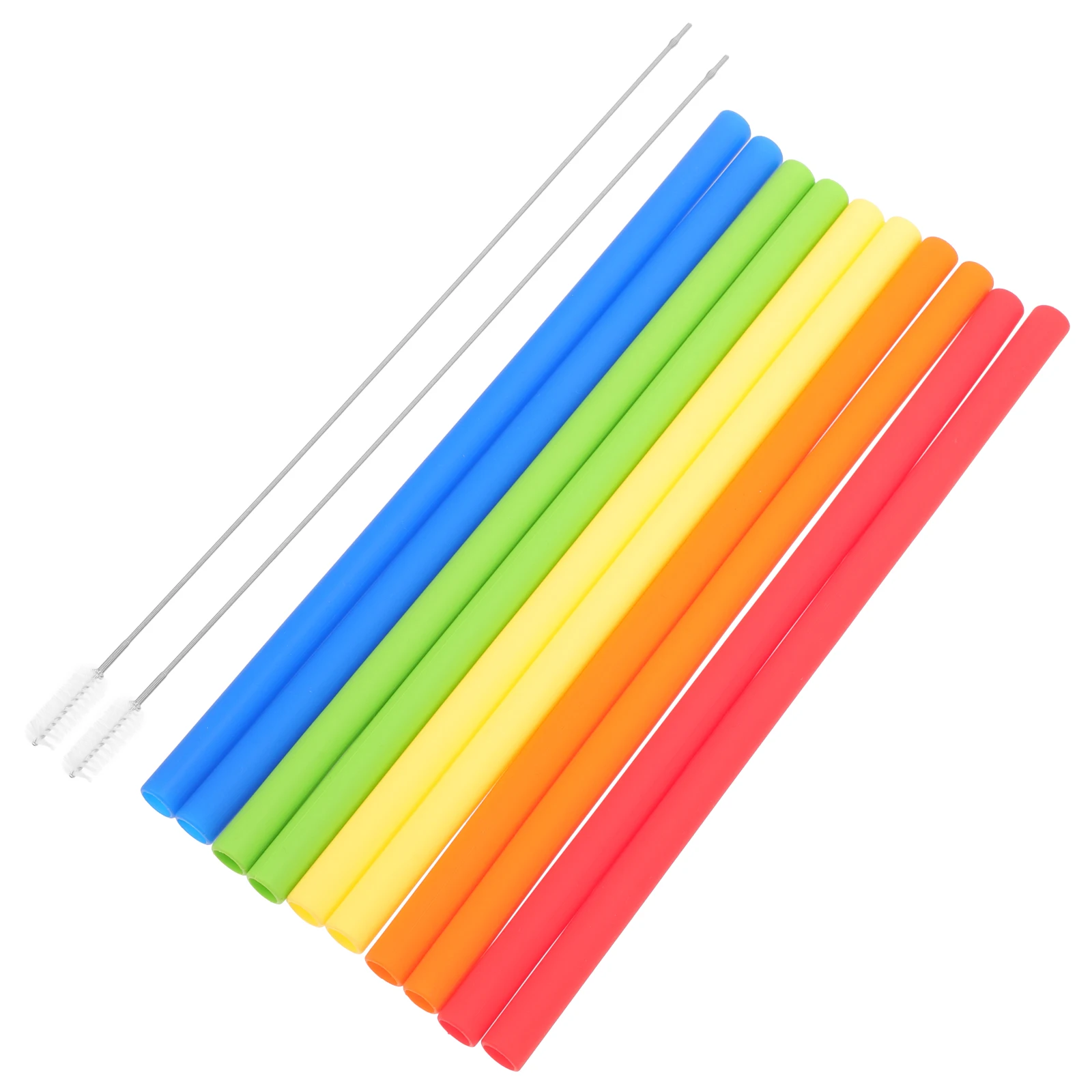 

1 set Food Silicone Straws Silicone Straws Reusable Drinking Straw Green Blue Yellow Red Soft Brush for Party Home