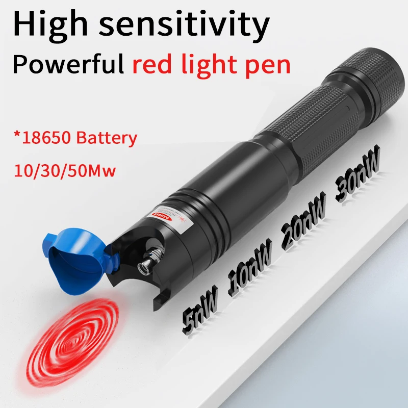 VFL 50MW Rechargeable 18650 1200mAh red light pen 10/30mw ceramic core optical cable large capacity ultra-long Lithium battery
