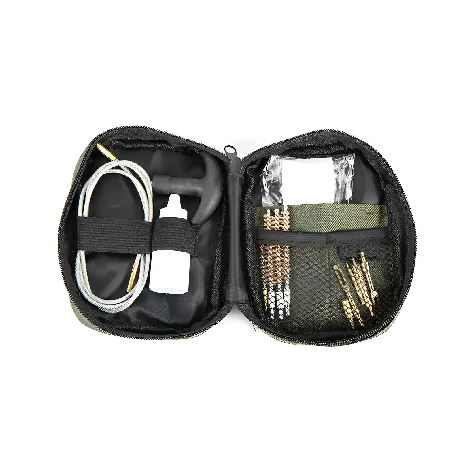 

Tactical .177 .17cal .30cal .270 / 8 .280cal 22LR .22 Gun Cleaning Kit With Brass Jag Slotted Patch Loops Flexible Rod And Pouch