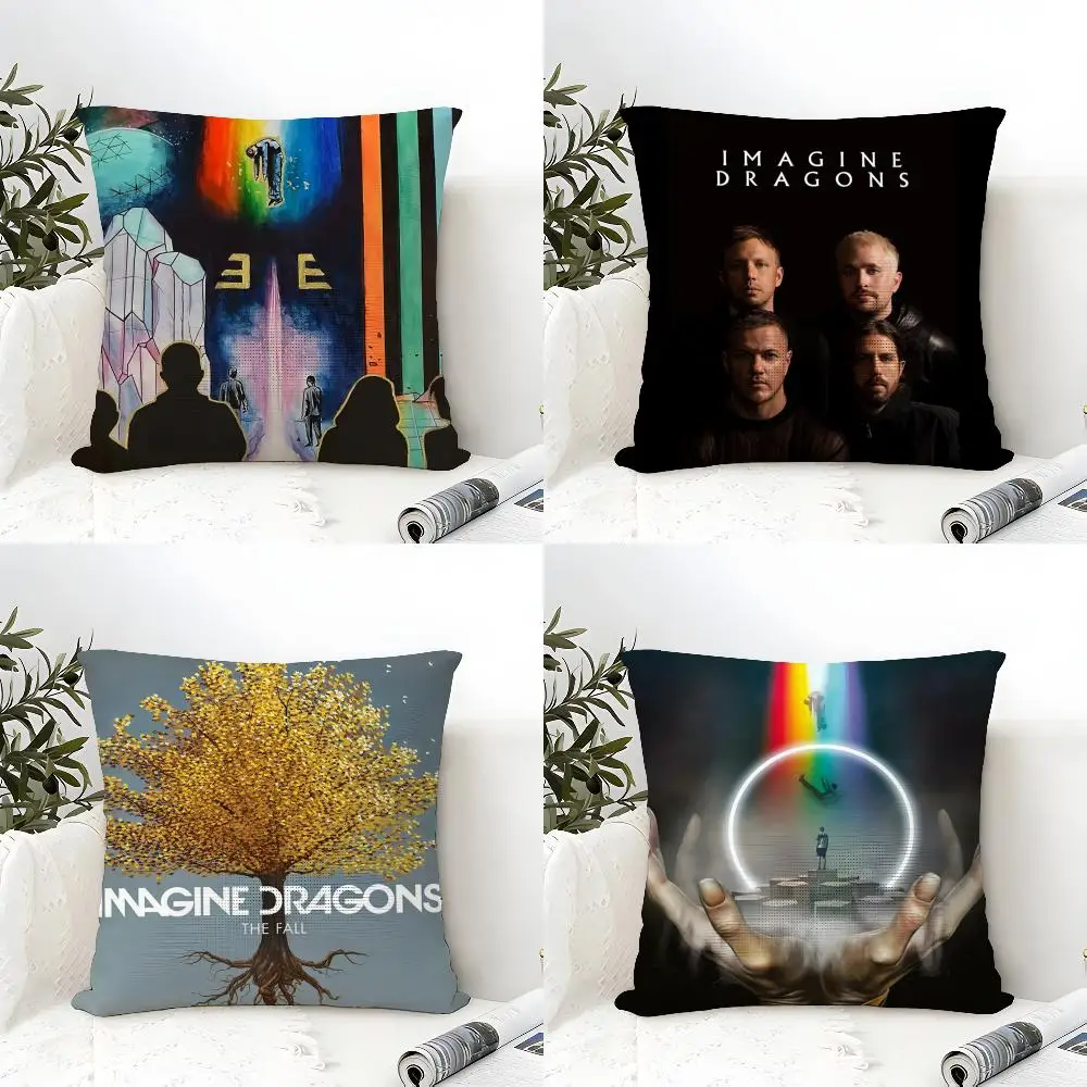Band I-Imagine D-Dragons Cushion Cover Eco Linen Pillow Case Double-Sided Print Breathable Durable Zipper Home Decor Gift