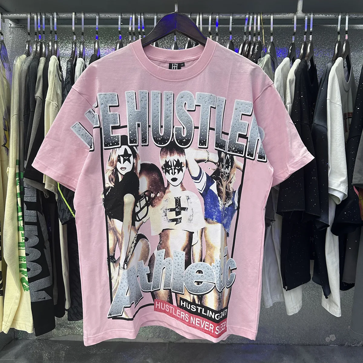 Life Hustlers Football Girls Football Bebe Print Beaded Short-Sleeved T-Shirt for Men and Women Trendy