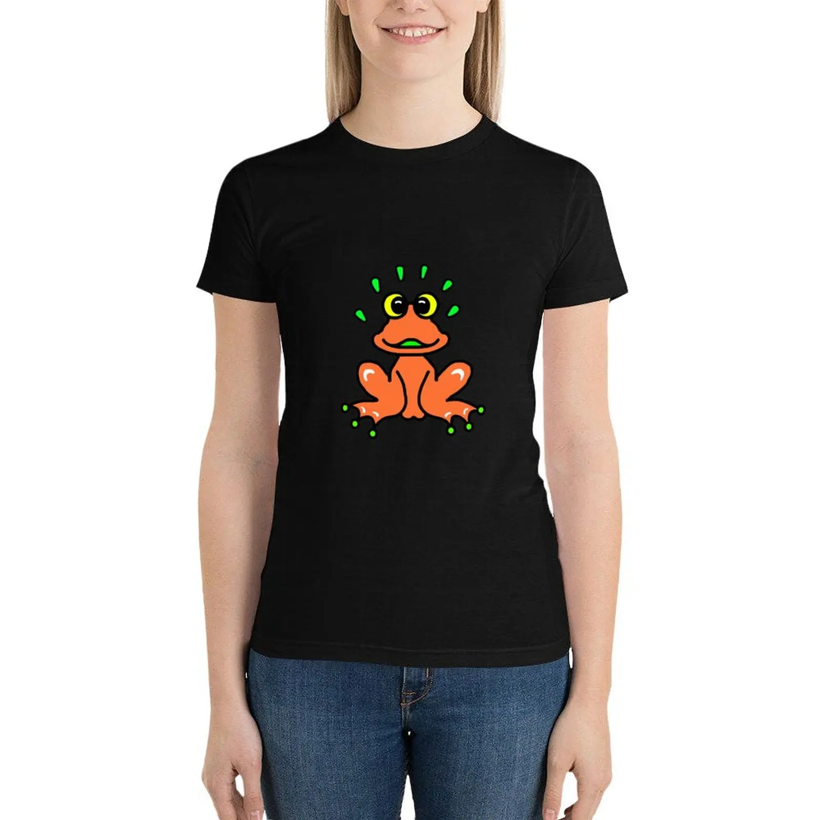 

Frog Orange T-Shirt summer top plus size tops Women's clothing