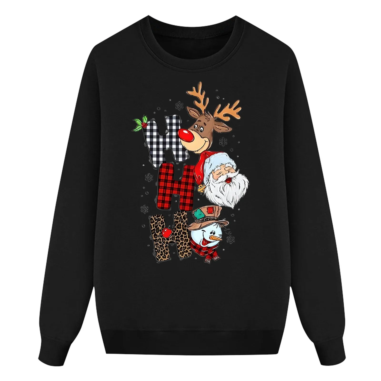 

Mom's Christmas Deer Santa And Snowman Print Hoodless Christmas Lights Pajama Pants for Family Pajamas for Family Summer