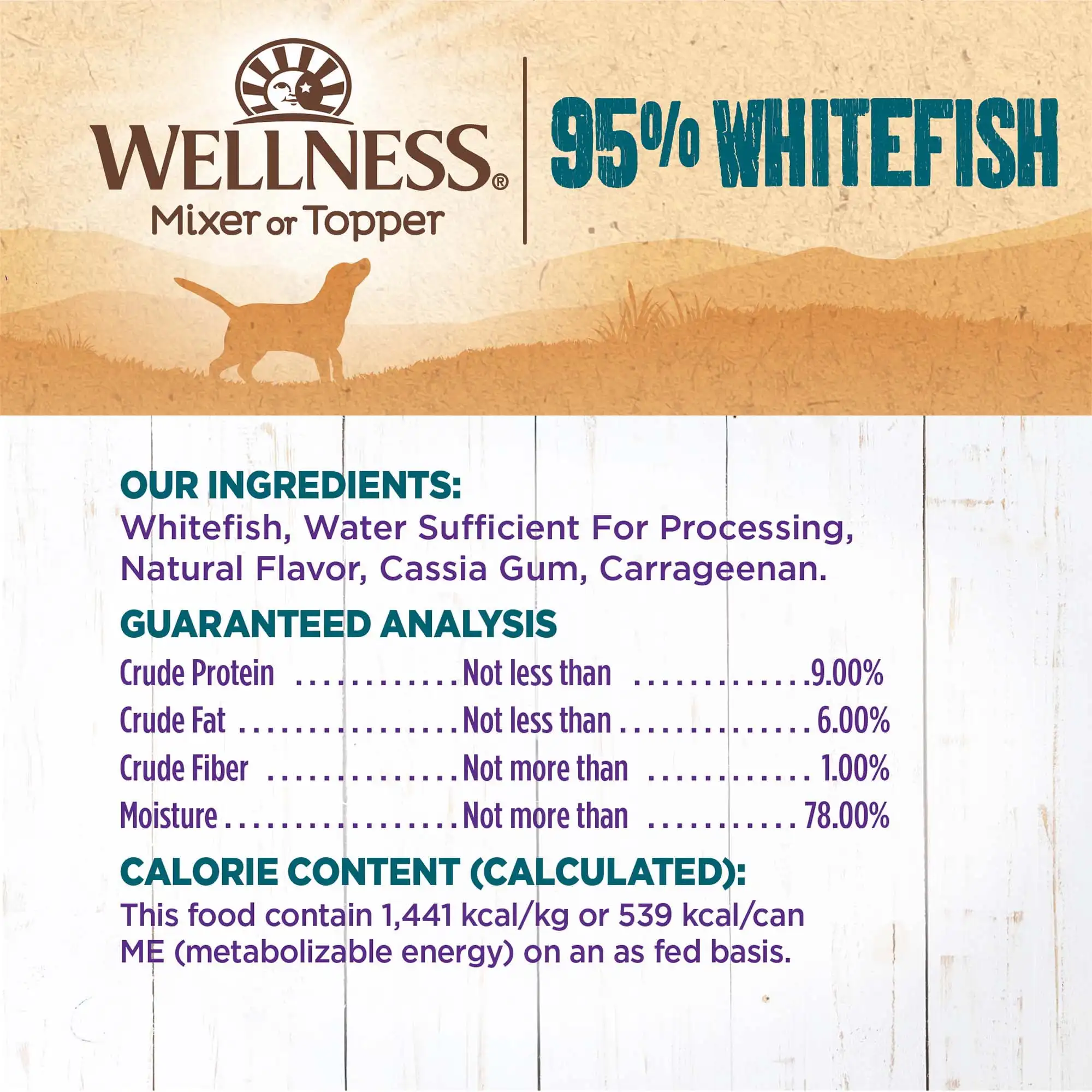 Wellness 95% Whitefish Cibo per cani in scatola naturale senza cereali bagnati, lattina da 13,2 once (confezione da 12)