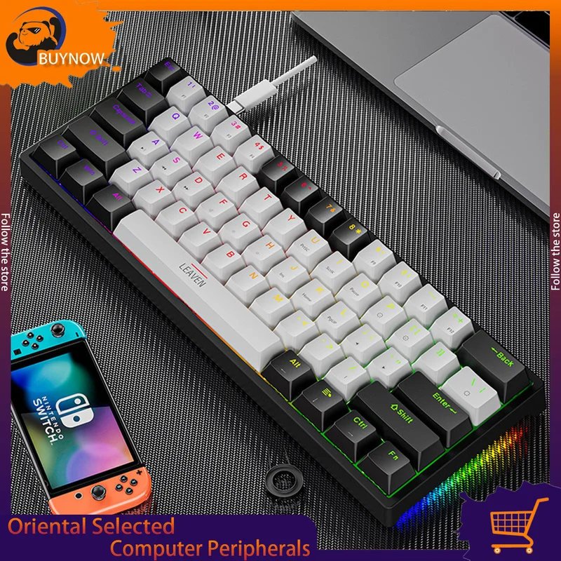 K620 60% Wired Gaming Keyboard RGB Backlight Ultra Compact Mini Keyboard  Waterproof Small Compact Eyboard for Pc/Mac Gamers