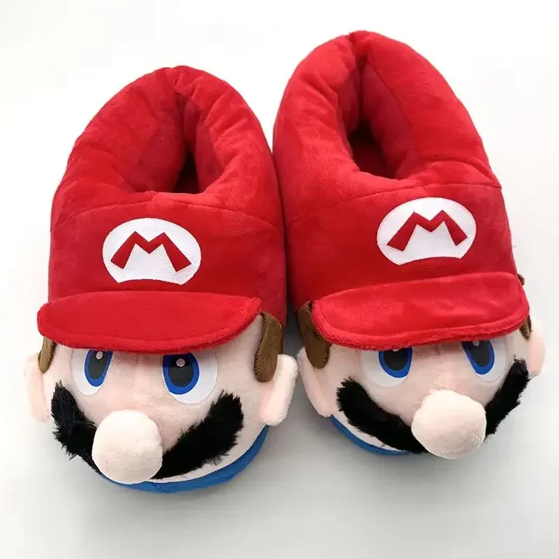 Super Mario Bro Plush Slippers Anime Cartoon Cotton Home Shoes Winter Warm Adult Children Non-Slip Thicken Fashion Cute Slipper